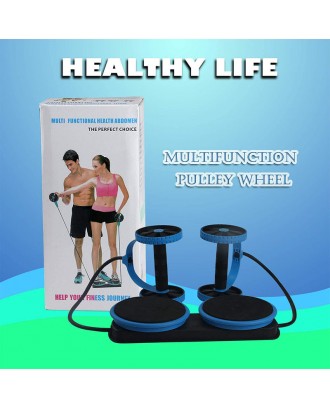 Multifunctional Dual Ab Wheel With Resistance Band Fitness Wheel With Tension Band Waist Twisting Wheel of Workout Equipment